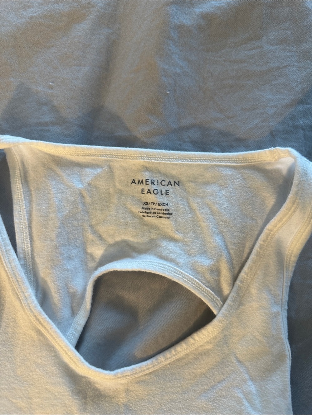 American Eagle White Ribbed Racerback Tank Top - Picture 2 of 3